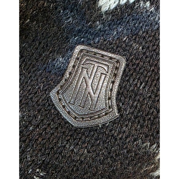 Trash Nouveau Shawl Collar Pullover Sweater — Black & Gray Aztec Knit — XL 2000s - Picture 6 of 11